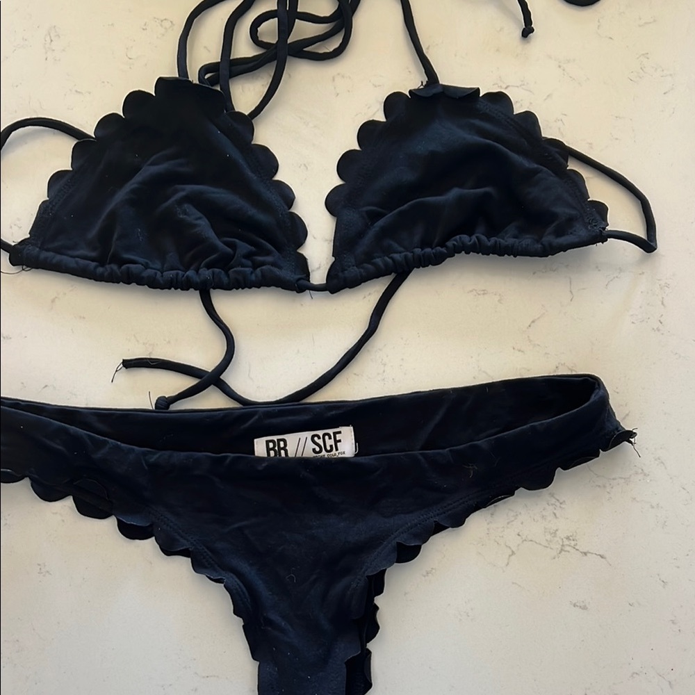 Beach Riot Black Scallop Triangle Bikini Set